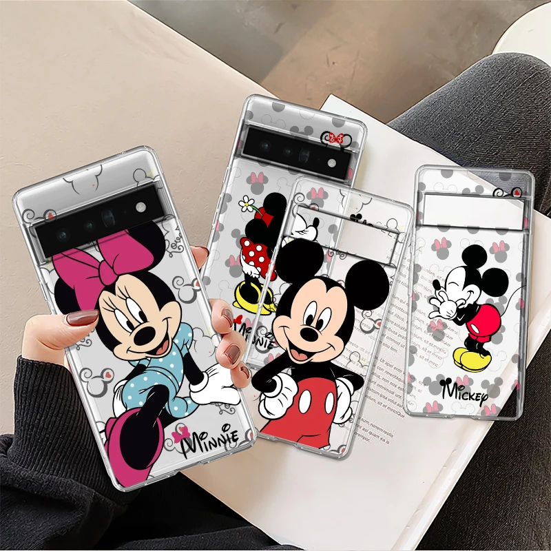 

Disney Mickey Mouse Minnie For Google Pixel 8 7 6 Pro 6a 5 5a 4 4a XL 5G Transparent Phone Case Cover Shell