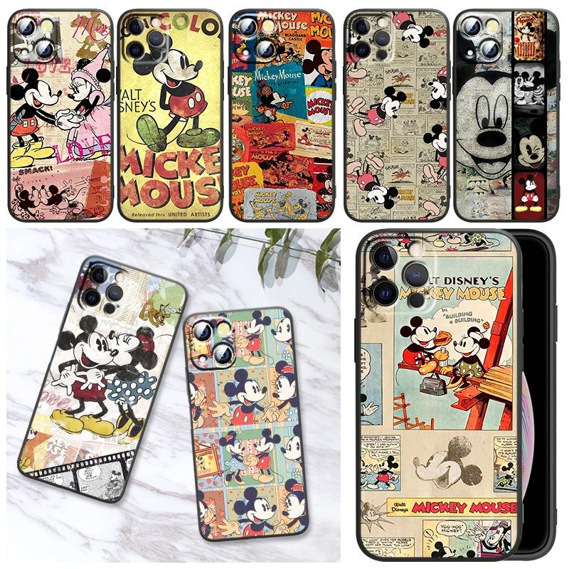 

Mickey and Minnie Disney For Apple iPhone11 12 13 Pro Mini X XR XS Max 7 8 Plus Black luxury Silicone Soft Phone Case