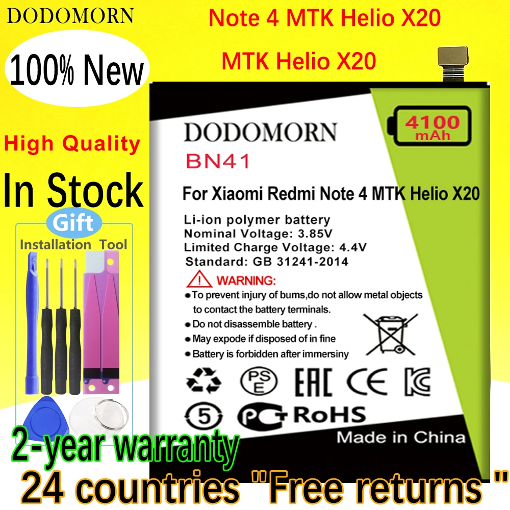 

DODOMORN BN41 Battery For Xiaomi Redmi Note 4 MTK Helio X20 Redmi Note 4X Pro MTK Helio X20 High Quality +Tracking Number