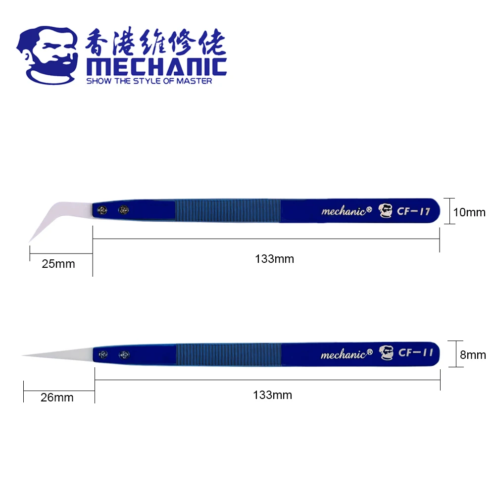 MECHANIC CF Series High Precision Insulation Ceramic Anti-magnetic Anti-Static Special Tweezers For Phone Flying Wire Repair enlarge