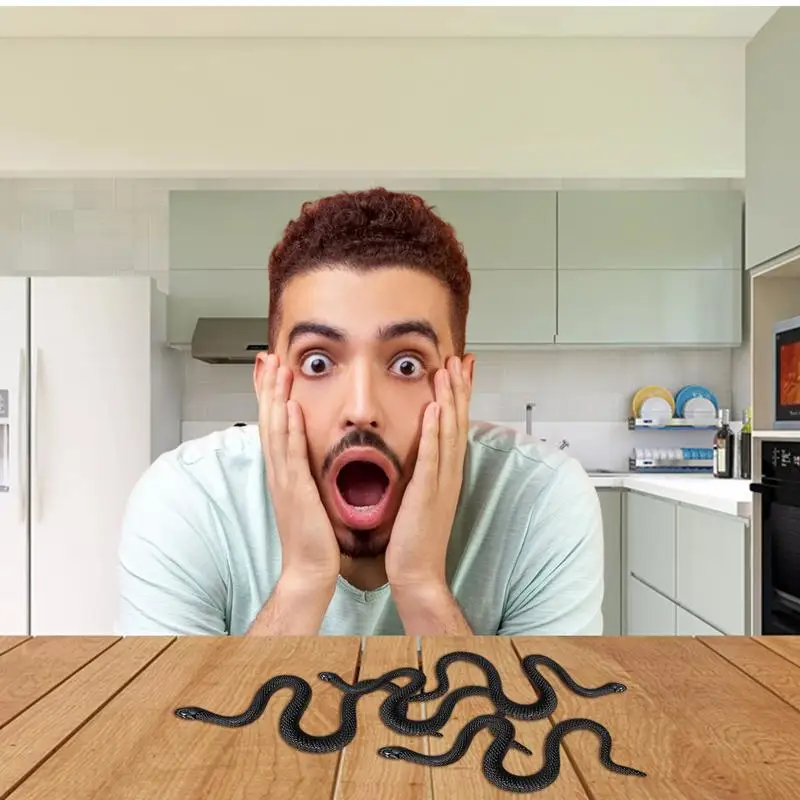 Мини-искусственная имитация змеи черная резиновая поддельная змея домашний