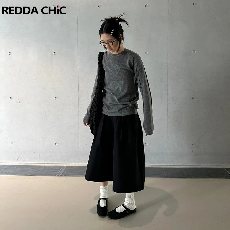 Фото ReddaChic однотонные черные классические брюки с карманами, женские шаровары, плиссированные повседневные мешковатые брюки-капри с высокой посадкой, летняя уличная одежда №1