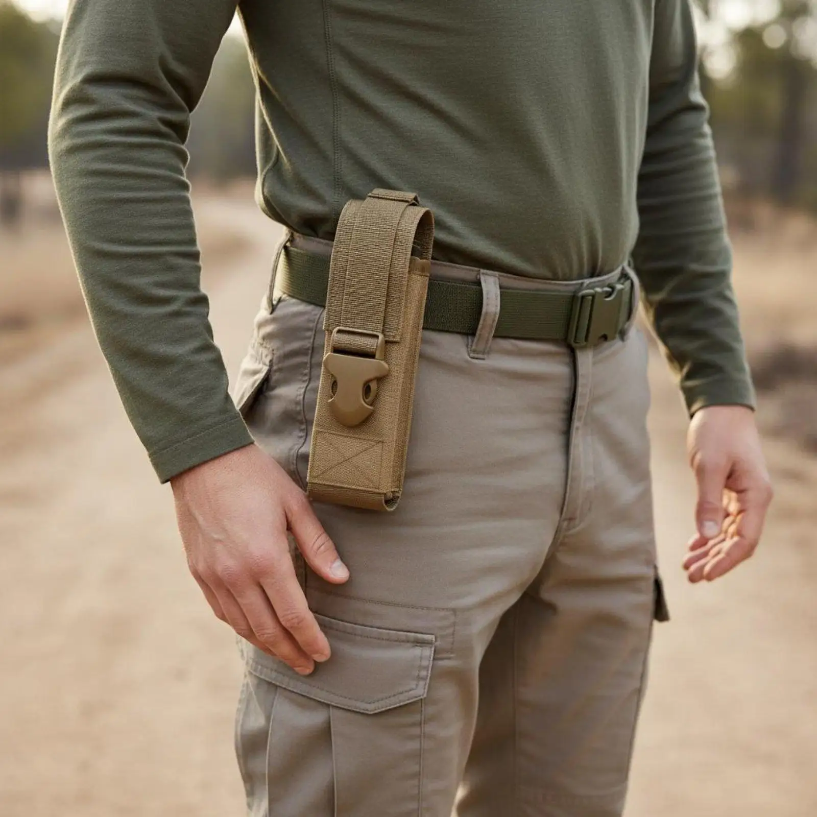 Фото Прочный нейлоновый чехол-кобура для фонаря с креплением MOLLE, универсальный кейс для походов и кемпинга №5