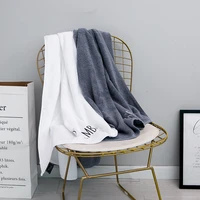 70140cm luxury embroidery bath towel 100 cotton absorbent thick solid color beach towel for hotel spa bathroom bath towels 1pc