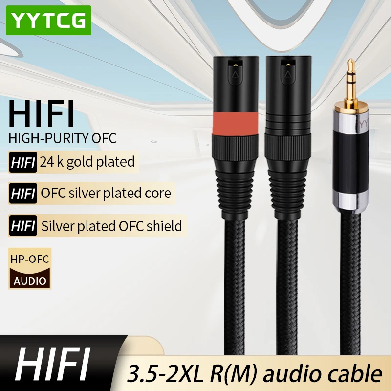 

Hifi YYTCG 3.5mm to 2 XLR Male Cable High Quality Silver-Plated Stereo 3.5 Aux to Xlr Cable