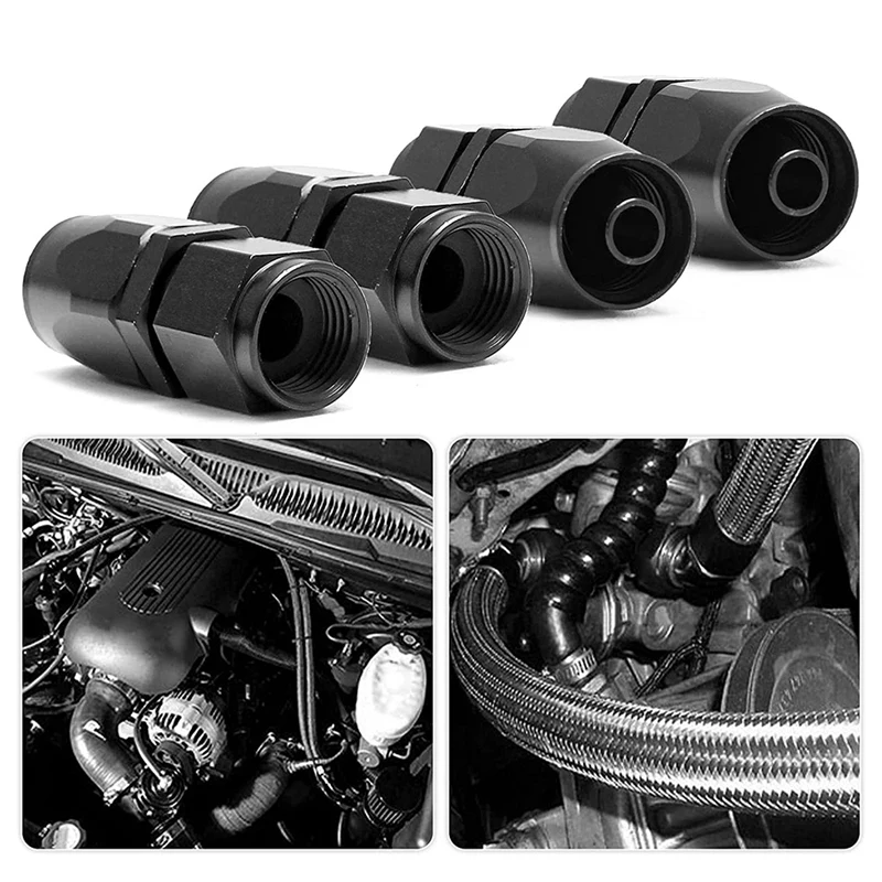 

4Pcs AN6 Automobile Fuel Pipe Joint AN6-0 Degree Oil Cooling Joint AN6 Detachable Anti-Leakage Oil Pipe Joint