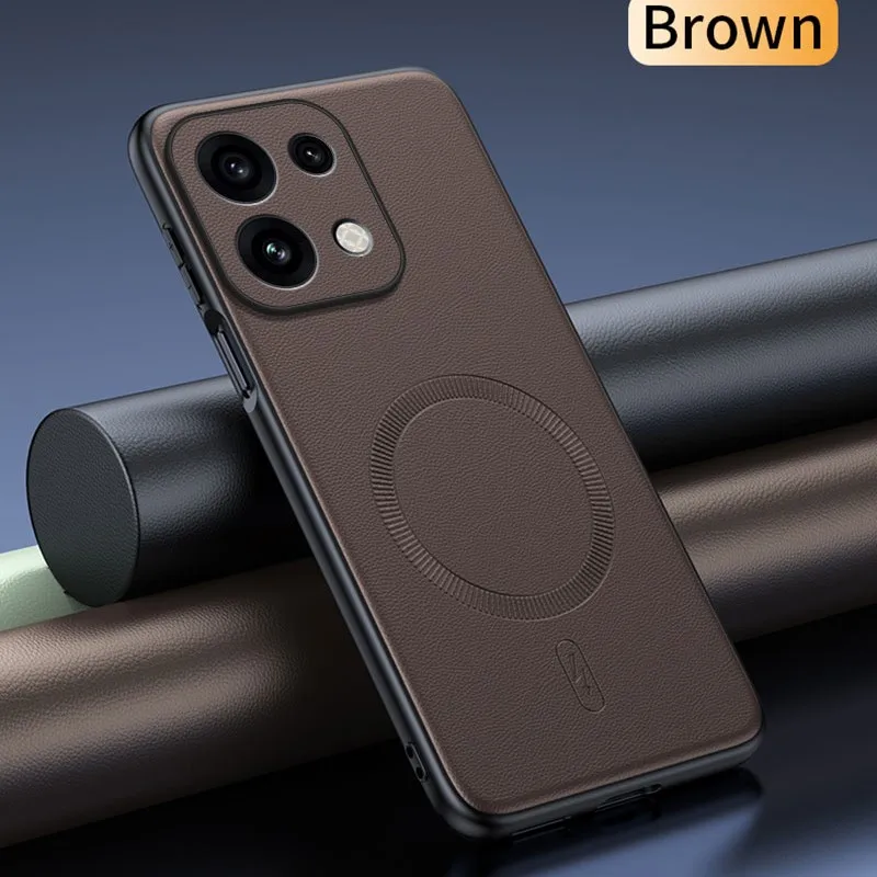 Фото Чехол для OPPO Reno 16 Pro, магнитный кожаный защитный чехол для OPPO Reno 16 Pro, противоскользящий, с защитой от отпечатков пальцев, из ПК+ТПУ №2