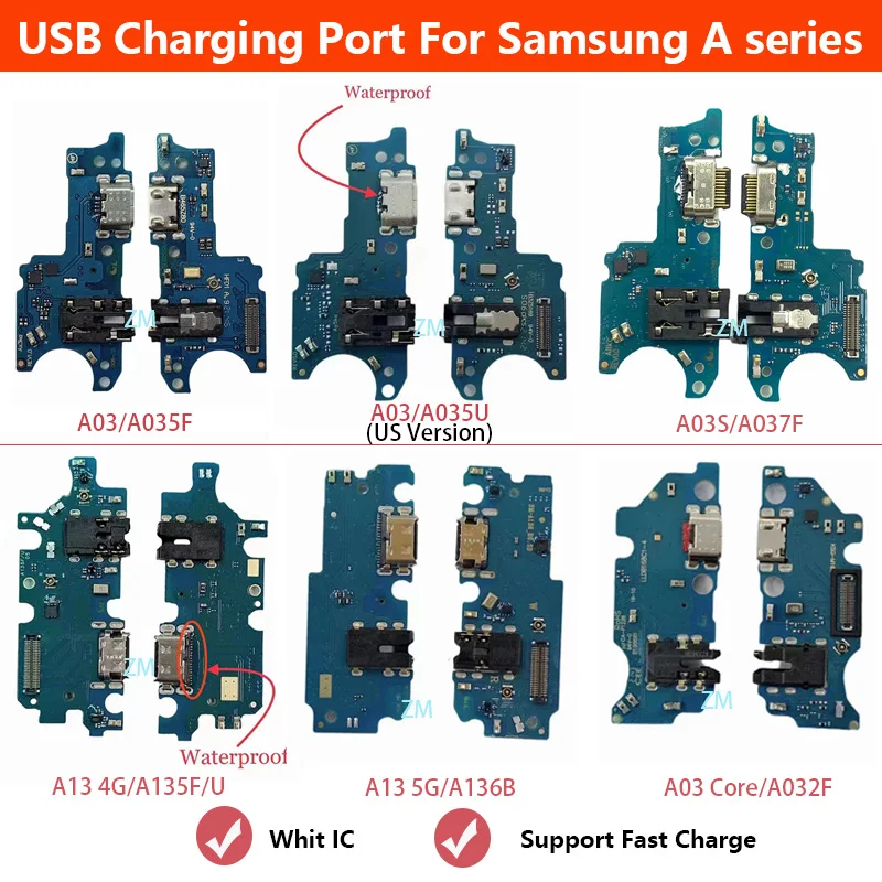 Плата зарядного устройства PCB Flex для Samsung A03 A035F A035U Core A032F A13 A135F A136B USB-порт коннектор