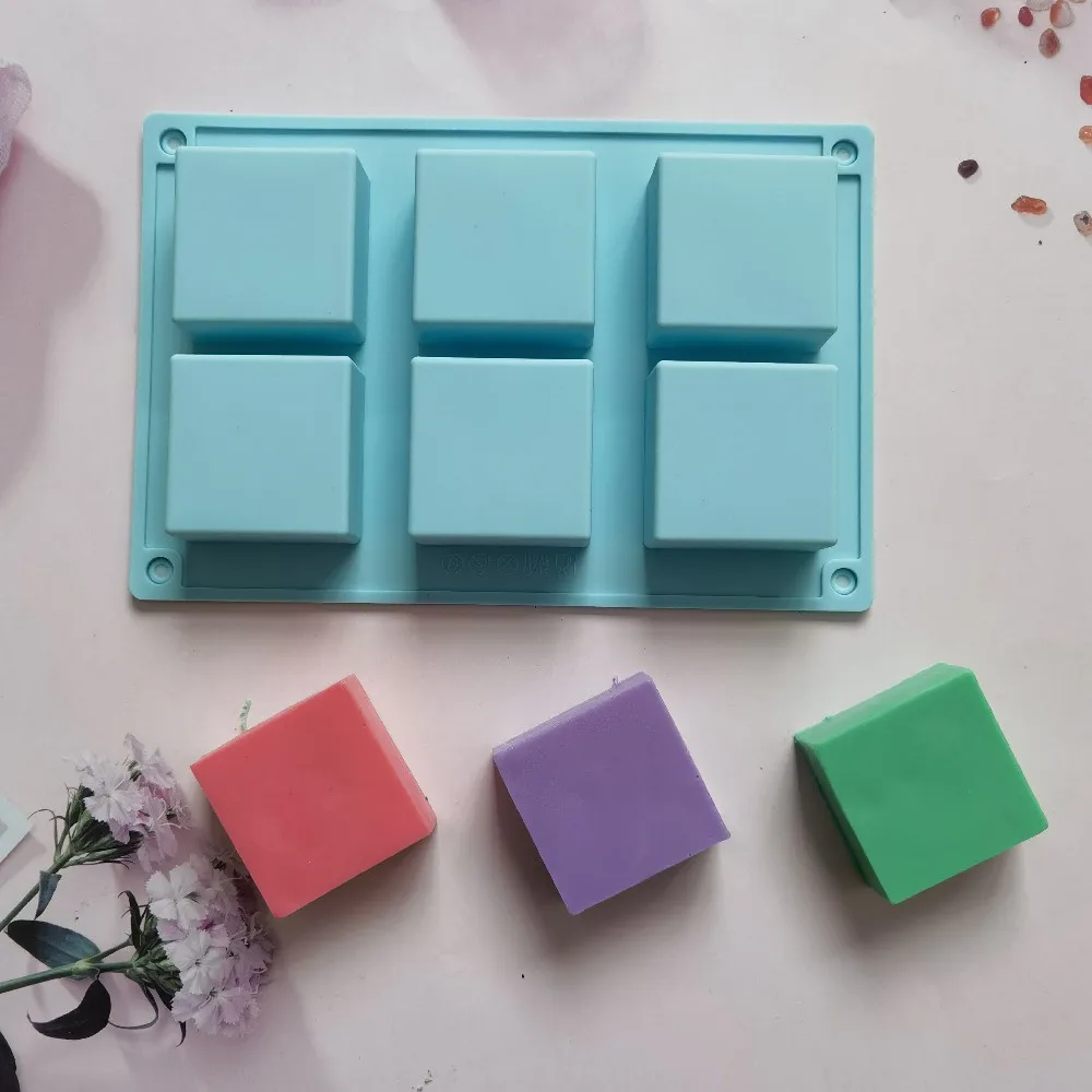 

6 Cavity Silicone Soap Molds Square Rectangle Shape Handmade Cake Mold DIY Ice Plate Jelly Cake Candy Chocolate Mould