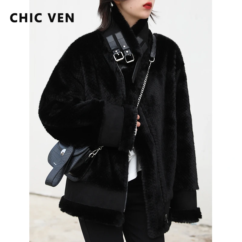 

Шикарное модное плюшевое мотоциклетное пальто с искусственным мехом в Корейском стиле, Повседневная Уличная одежда, Женская куртка, верхня...