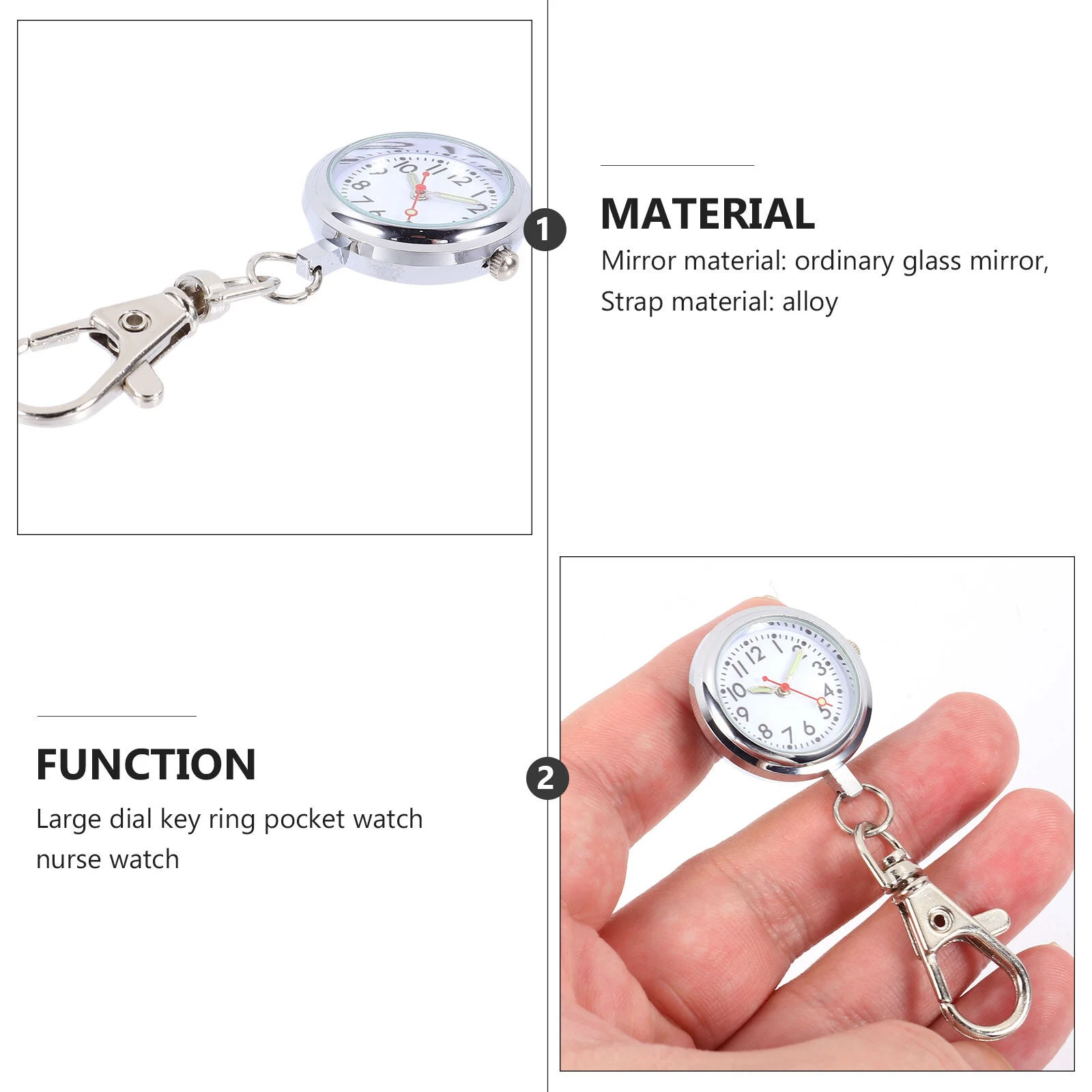 Nurse Table Mens Keychains Keyring Buckle Quartz Keychain Clip Pendant Strap Material: Alloy Child