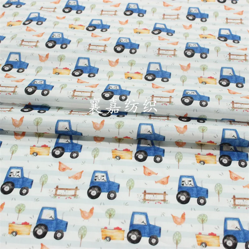 

100X150cm 100% Cotton Jersey Cartoon Car Digital Active Print Children's Clothing Handmade