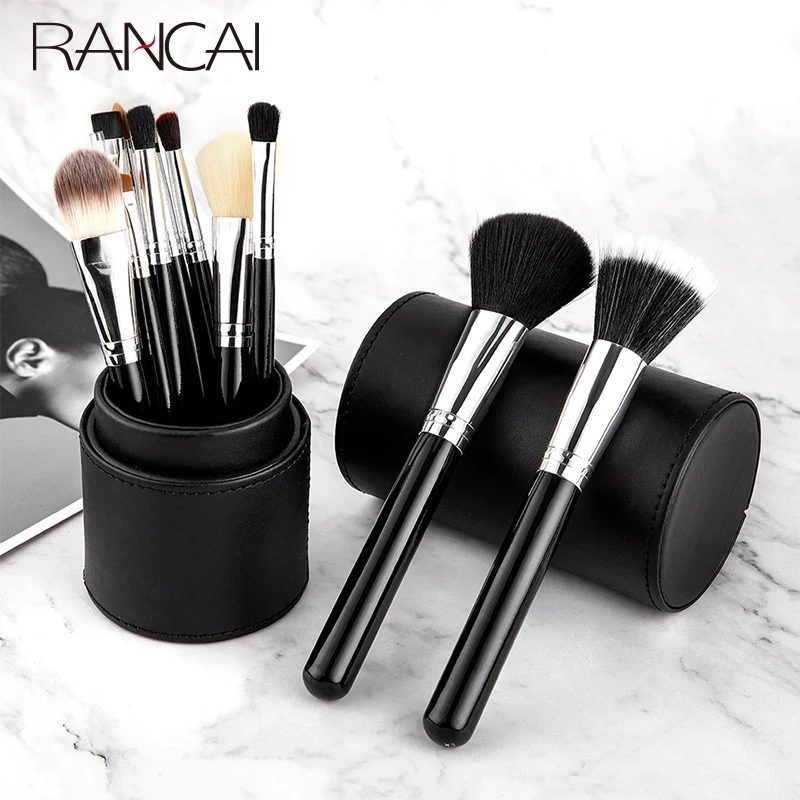 

Набор кистей для макияжа RANCAI, кисточки для основы, пудры, контура, тени, карандаш для глаз, карандаш для бровей с черным цилиндром, Профессион...