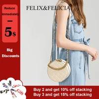 felixfelicia factory brand women fashion chain handbags luxury designer genuine leather shoulder retro circular crossbody bags