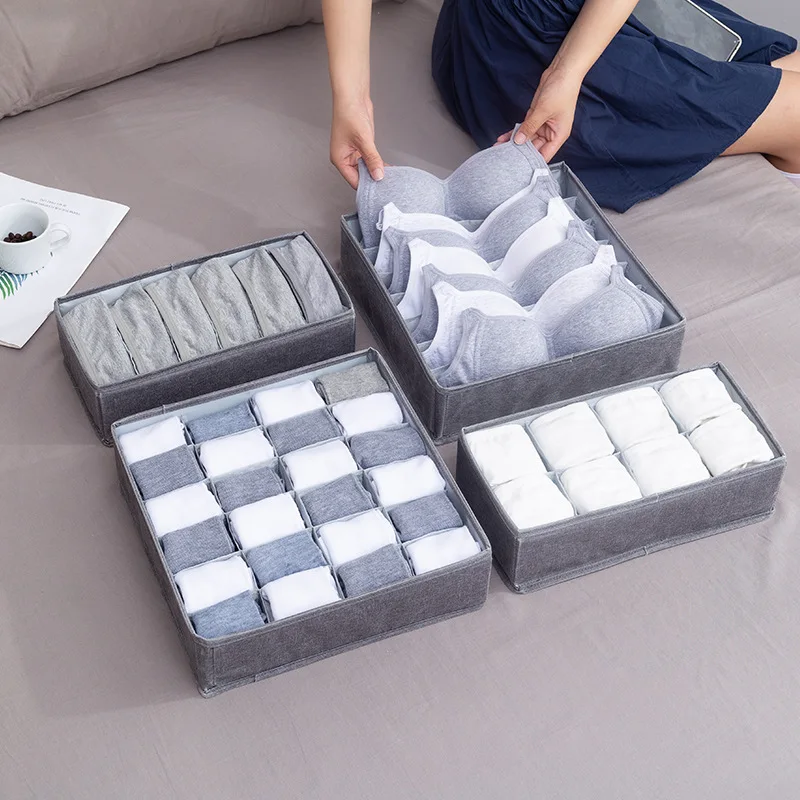 Underwear Organizer Foldable Home Cabinet Clothes Storage Box Multifunctional Divider Polyester fiber Boxes For Scarves Socks