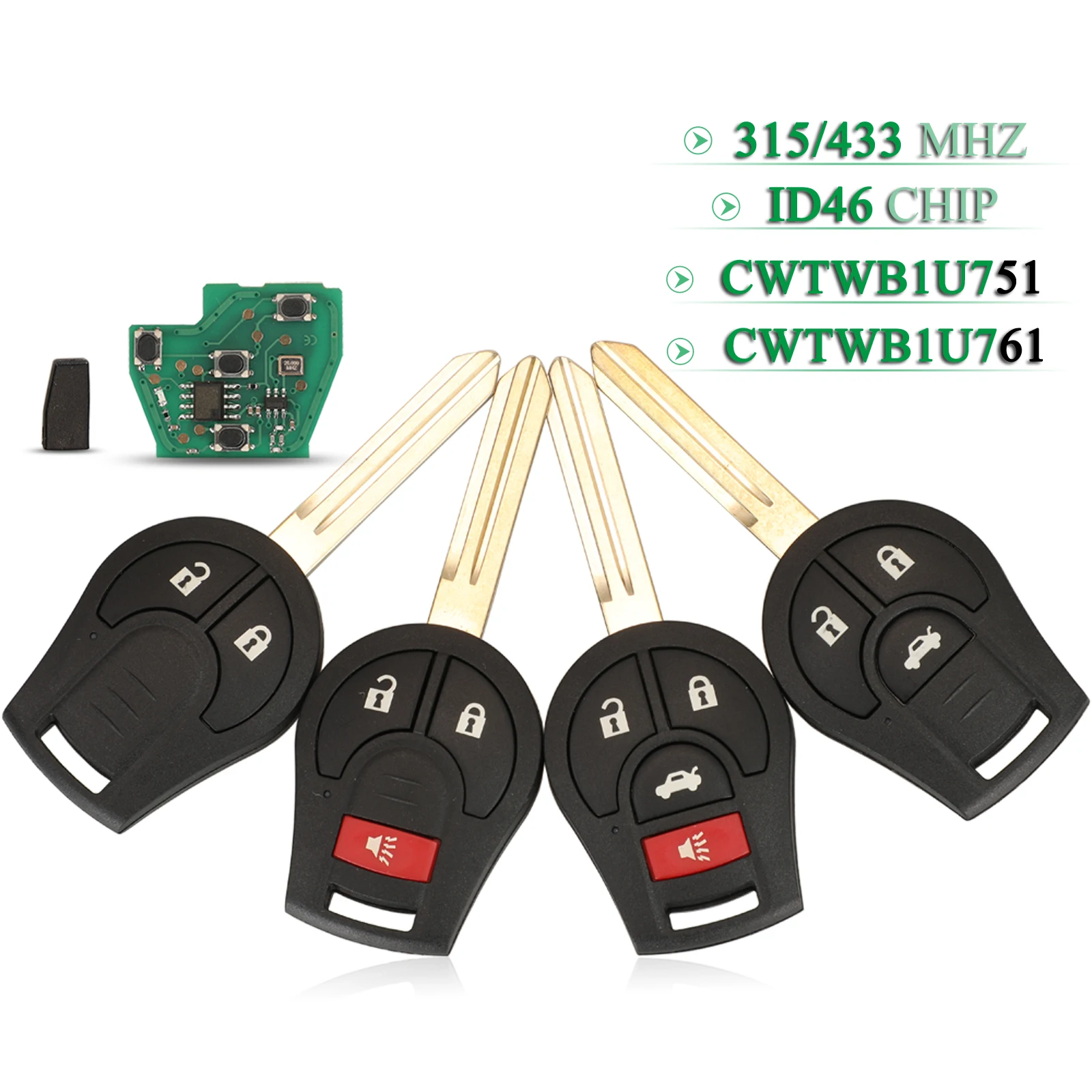 Jingyuqin 2/3/4 кнопки для Nissan Rouge Armada Maxima Sentra дистанционный Автомобильный ключ ID46 чип