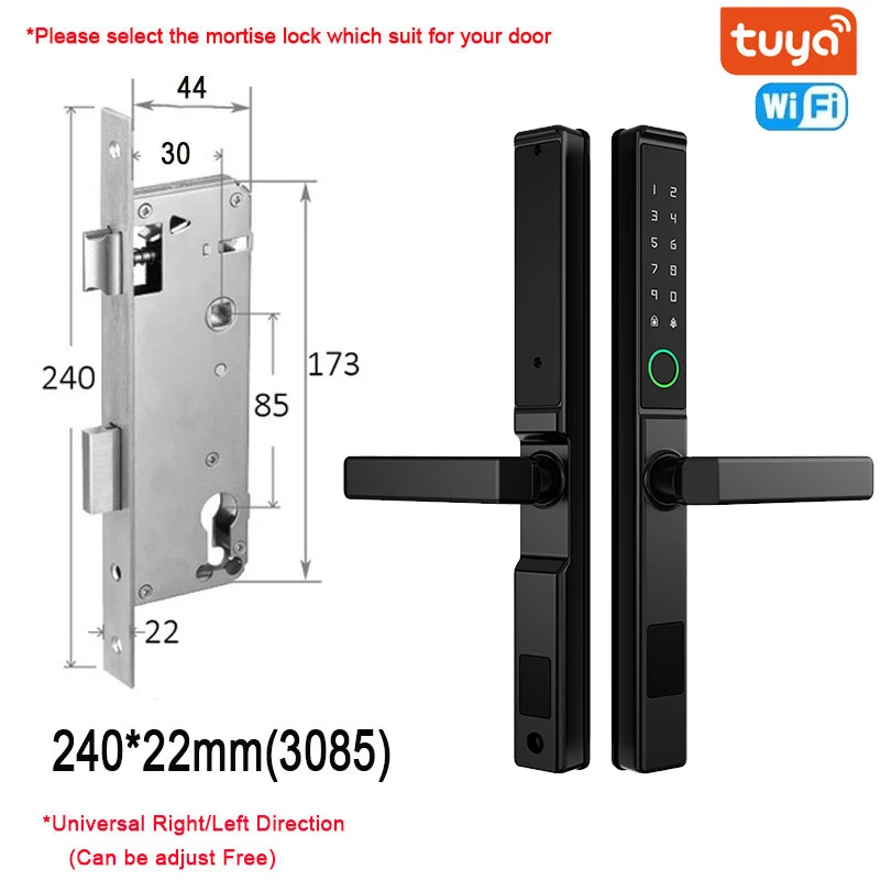 Приложение XSDTS Tuya, водонепроницаемый умный отпечаток пальца, карта пароля, дверной замок, алюминиевый сплав с вырезом на мосту для наружной раздвижной двери