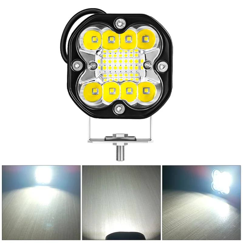 

3-дюймовые 66 Вт Светодиодные Противотуманные Фары Для Мотоциклов, Двойной Цвет (белый И Желтый), Высокая Яркость, 4x4