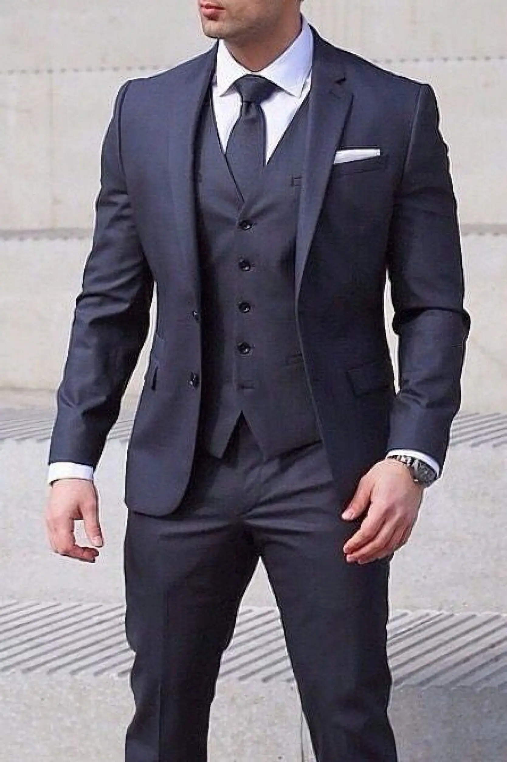 

Formal Slim Fit Suits For Men 2022 New Wedding Business Prom Party Wear Three Pieces Jacket+Pants+Vest Terno Masculino Completo