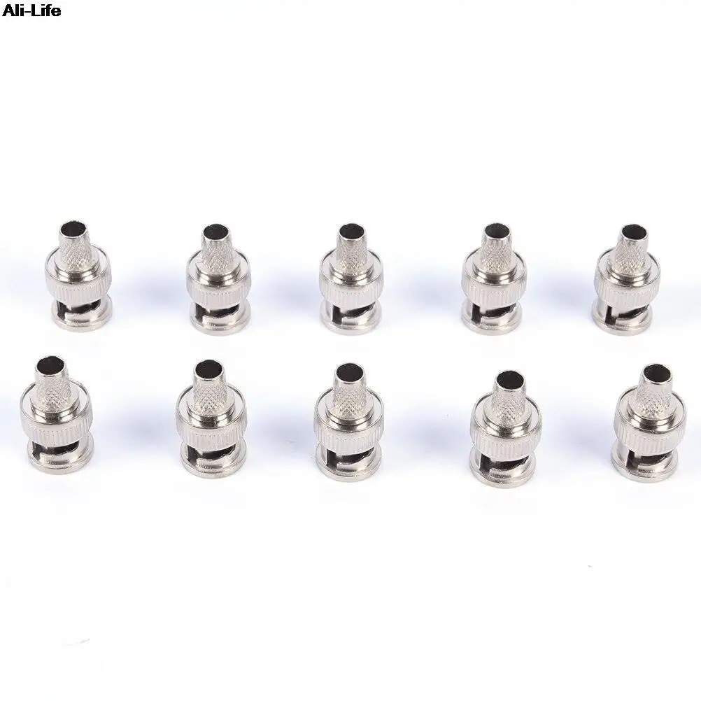 10 комплектов из 3 предметов BNC Переходник штекер RG58 обжимной Разъемы BNC штекер соединители 50 Ом прямые волосы