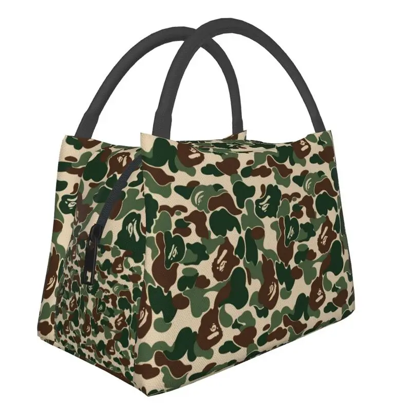 

Bape Camo Insulated Lunch Tote Bag for Women Camouflage Geometry Pattern Portable Thermal Cooler Food Lunch Box Work Travel