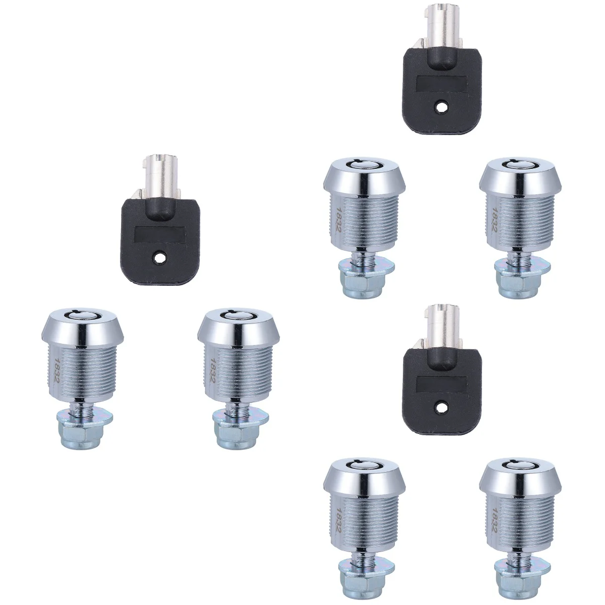 

6 17mm Arcade Machine Cash Door Tool Box Tubular Cam Locks with 1pc Key