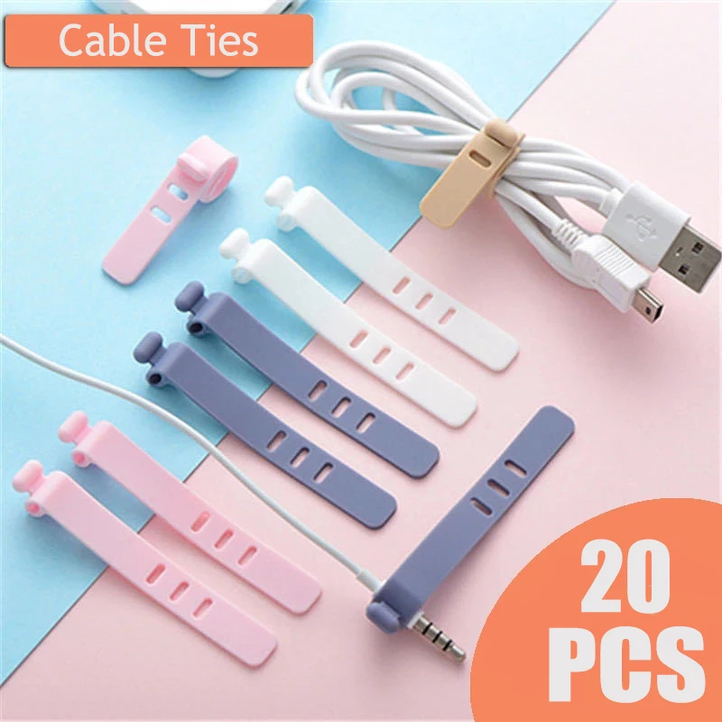 

20/10/5/1PCS Silicone 3 Hole Cable Winder Ties Portable Reusable Charging Wire Data Cord Earphone Line Organizer Manager Clips