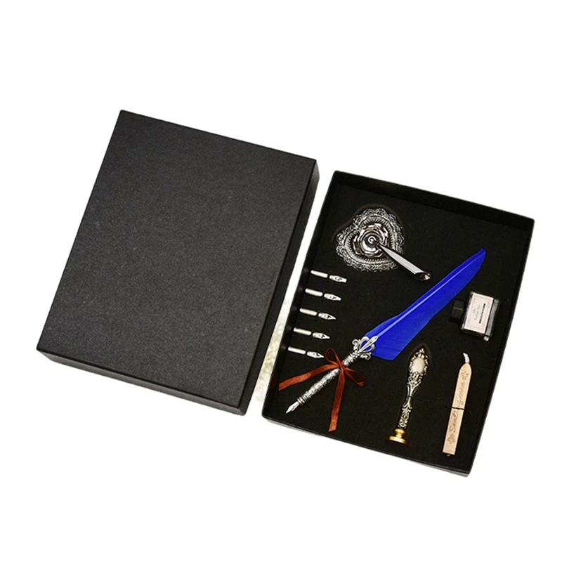 

Перьевая ручка, набор чернил для письма, каллиграфическая ручка, Подарочная коробка с печатающей печатью, восковые печати, палочки для начи...