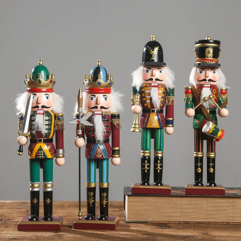 

30cm Nutcracker Puppet Soldier Luxury Creative Vintage Gift Wooden Handcraft Nutcracker Home Ornament New Year Christmas Decor