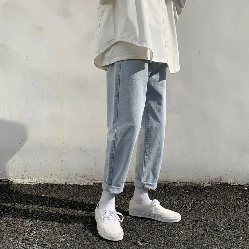 New Loose Men Jeans Male Trousers Simple Design High Quality Cozy All-match Students Daily Casual Straight Denim Pants