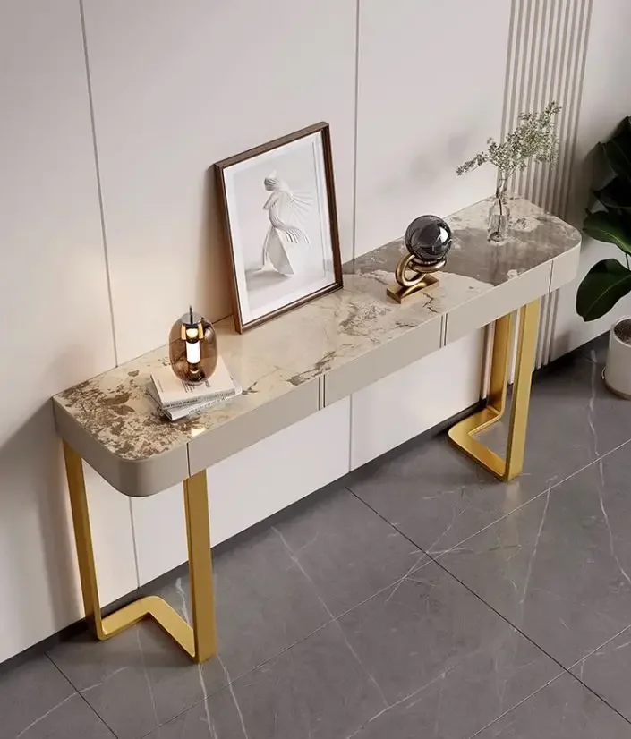 Роскошный Глянцевый консольный стол для прихожей гостиной шиферный боковой