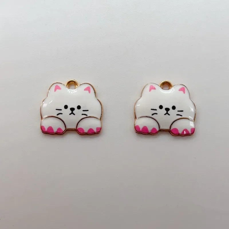 10 шт. 16x18 мм Модный золотой цвет металлический сплав кавайная эмалированная кошка