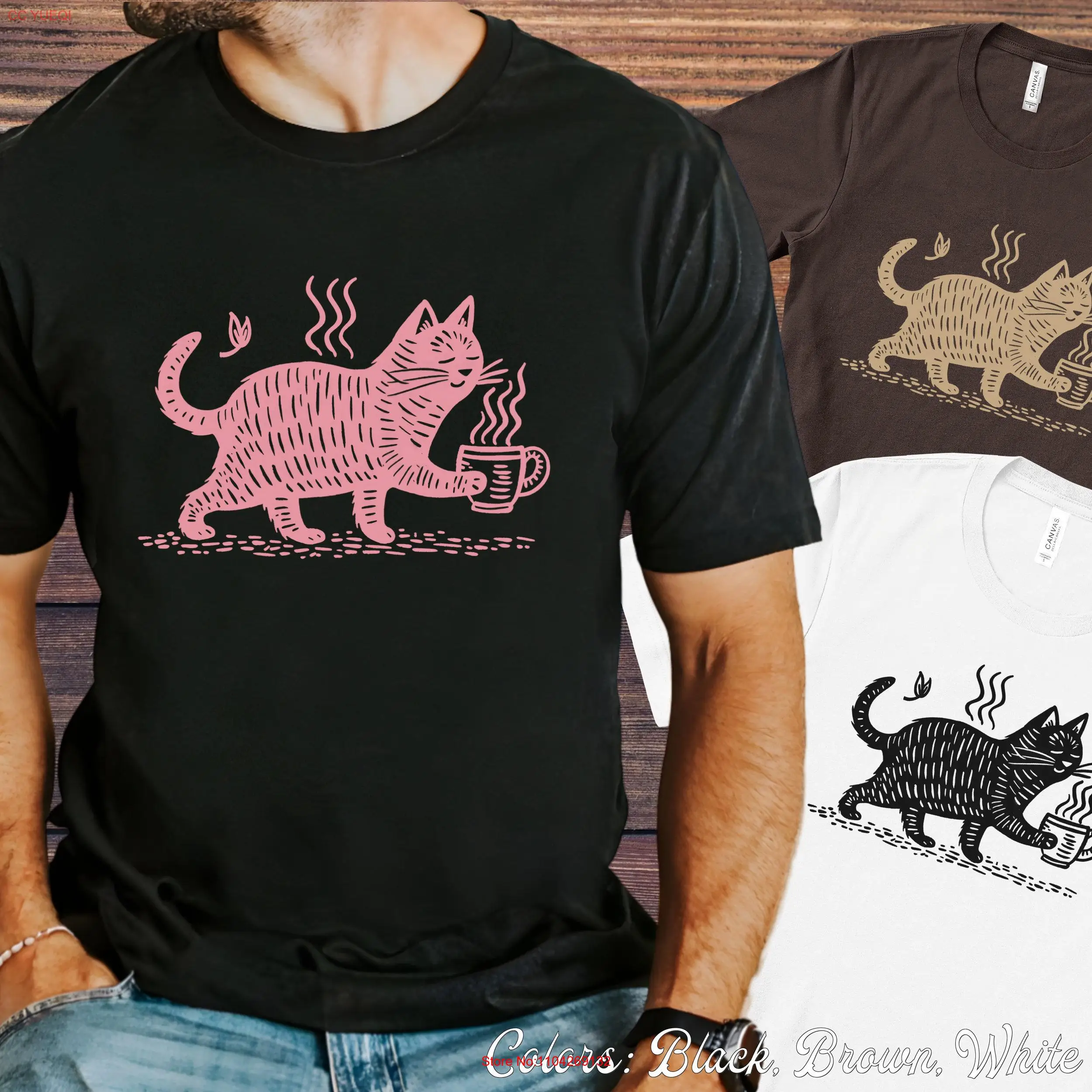 Милый кот кофе утренний блок принт футболка с кодированием учитель подарок на