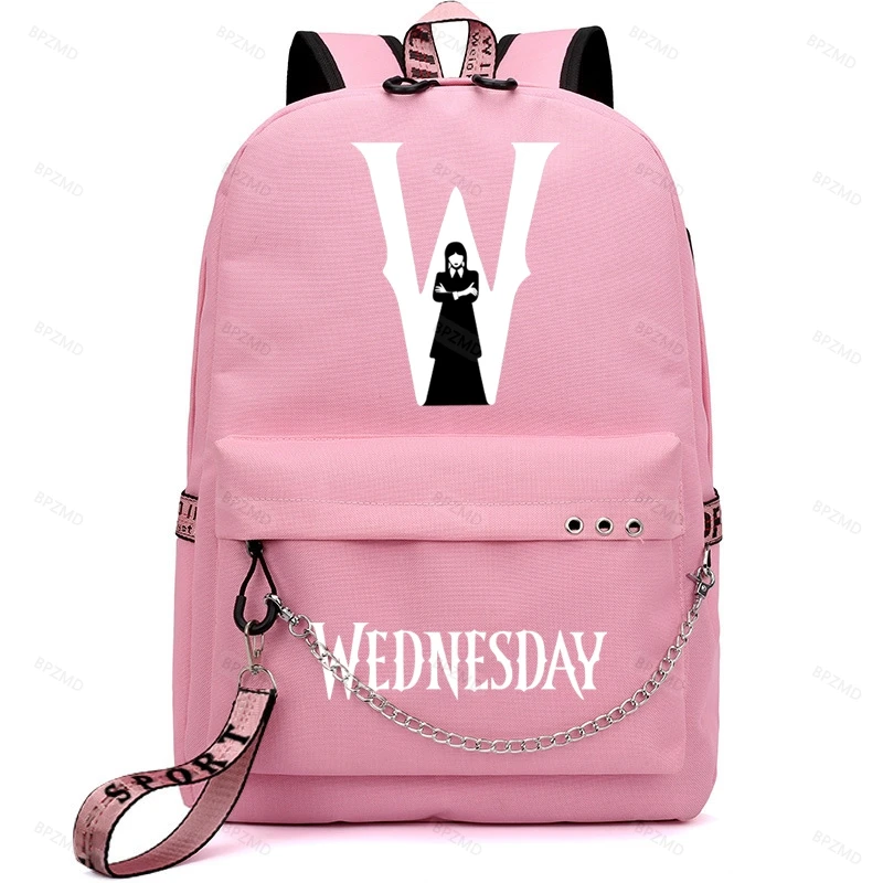 Wednesday Addams Backpack Girls School Bag Anti Theft USB Charge Women Backpack School Bags Teenage Travel Bag