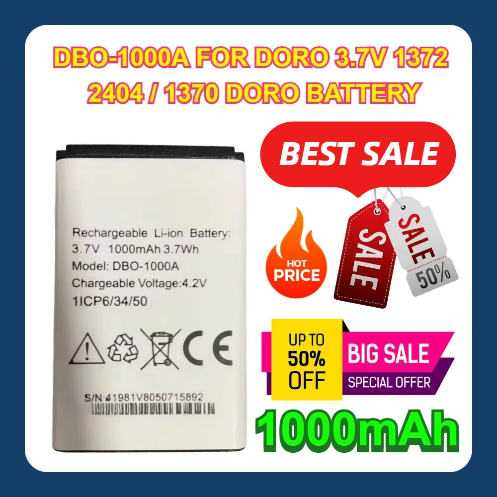 Фото Аккумулятор DBO-1000A 3.7V 1000mAh для DORO 1372 / 2404 / 1370 №1