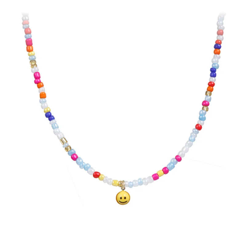 

Original New Style Colorful Pearl Smiling Face Necklace Student Spicy Girl Sweet Cool Versatile Accessories