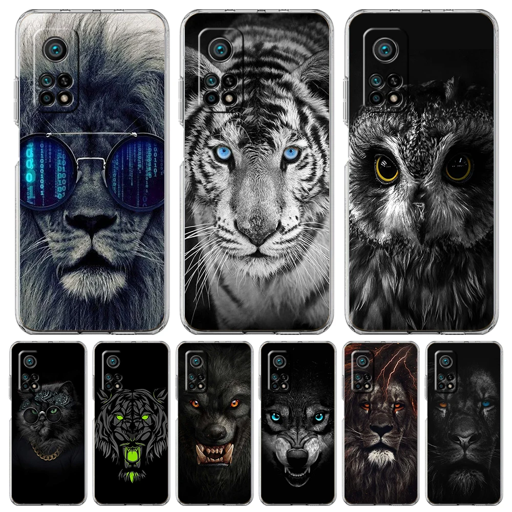 

Animal Lion Wolf Tiger Phone Case for Xiaomi Mi Poco F3 X3 X4 GT NFC M3 M4 11 Ultra 12 11X 11i Pro Lite 5G TPU Transparent Cover