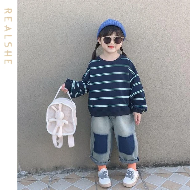 

Autumn Unisex Clothes 2023 New Girls Jeans Loose Casual Straight Pants Children Jeans Boys Denim Trousers Kid Clothing