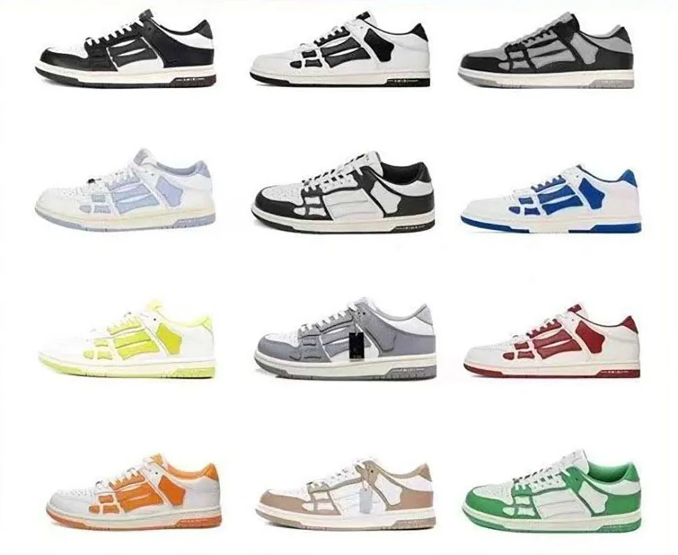 

AMIRI PURE Bone Shoes Low Cut Cowhide High Street Trend Street Couple Shoes Round Toe Casual Sports Shoes