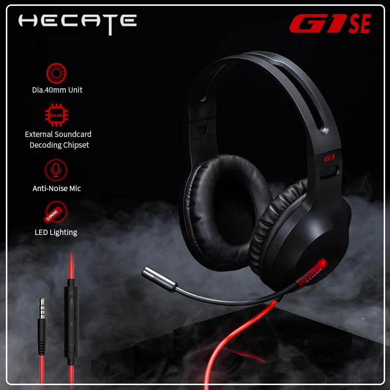 

Игровые наушники HECATE G1SE, проводная гарнитура 3,5 мм, наушники проводные,Блок 40 мм, микрофон с шумоподавлением, легкий дизайн для Xbox/ПК/PS4