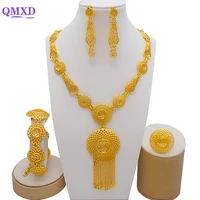 jewelry sets 24k ethiopian gold arabia necklace bracelet earring ring for women indian dubai african wedding party bridal gifts