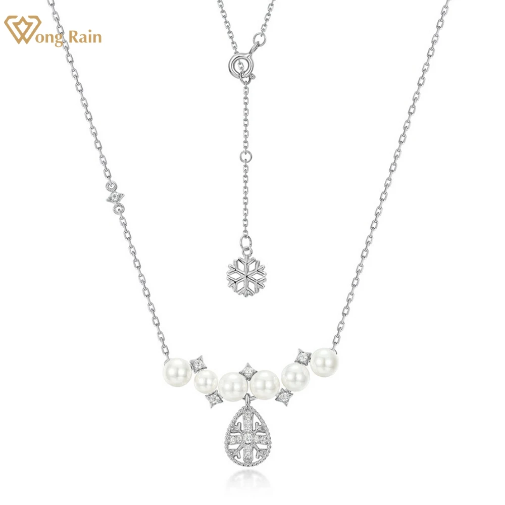 

Wong Rain, романтичное ожерелье из стерлингового серебра 925 пробы с жемчугом и высокоуглеродистым бриллиантом, ожерелье для женщин, ювелирные украшения, бесплатная доставка