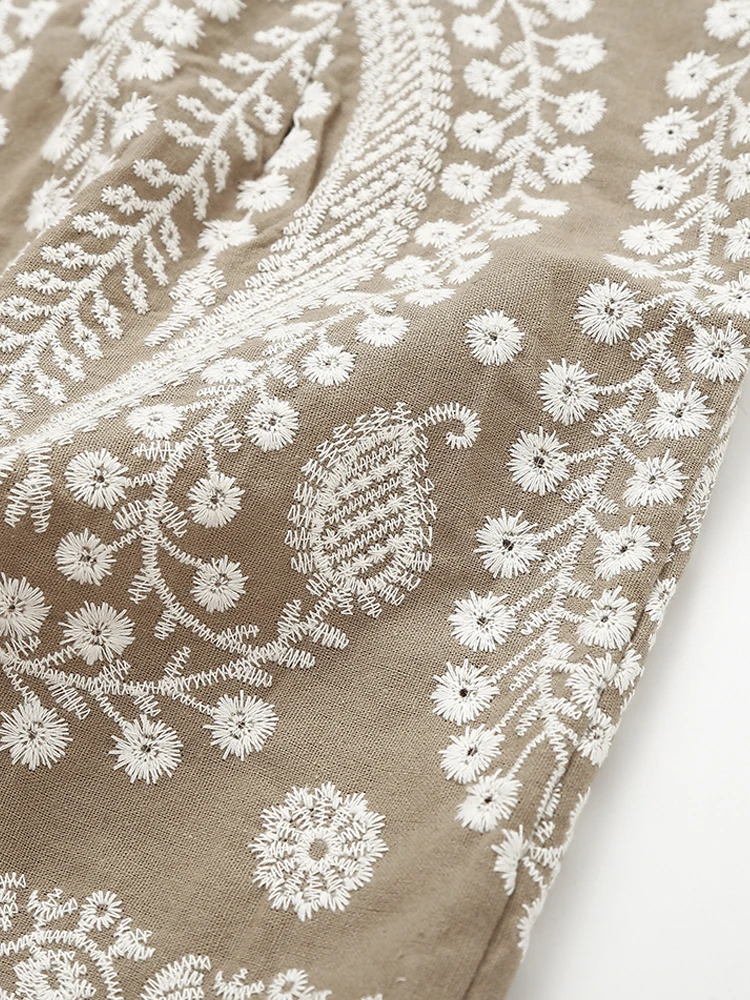 PAILETE Women 2023 fashion contrast embroidered bermuda shorts vintage high waist side pockets female short pants mujer