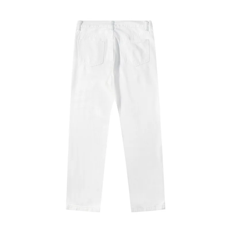 European and American Embroidered Letter Jeans Men's High Street Loose Straight Trousers Elastic Waist Casual Pants Men's JEANS