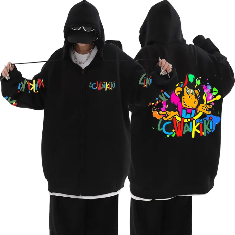 Толстовка Lc Waikiki с рисунком обезьяны на молнии мужская куртка забавным