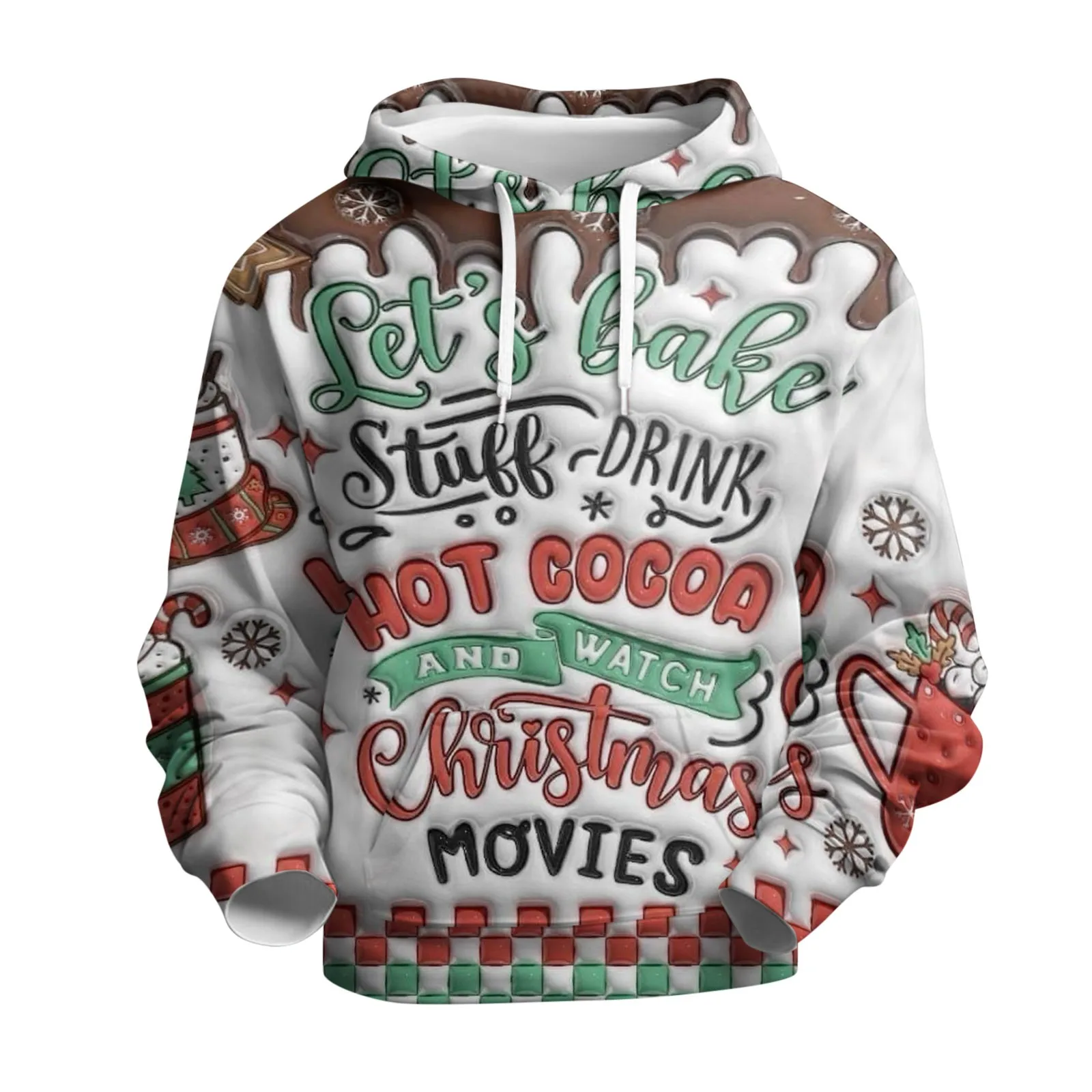 

Male Christmas Sweatshirt Long Sleeve Hooded Visual Printed All Print Funny Sweatshirt Top male Clothes Running Athletic