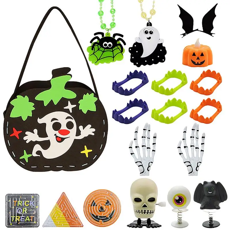 

Halloween Pumpkin Bucket 18PCS Black Pumpkin Prefilled Goodie Buckets Toy Set Weird Playset Toy Set For Home Decoration Cute