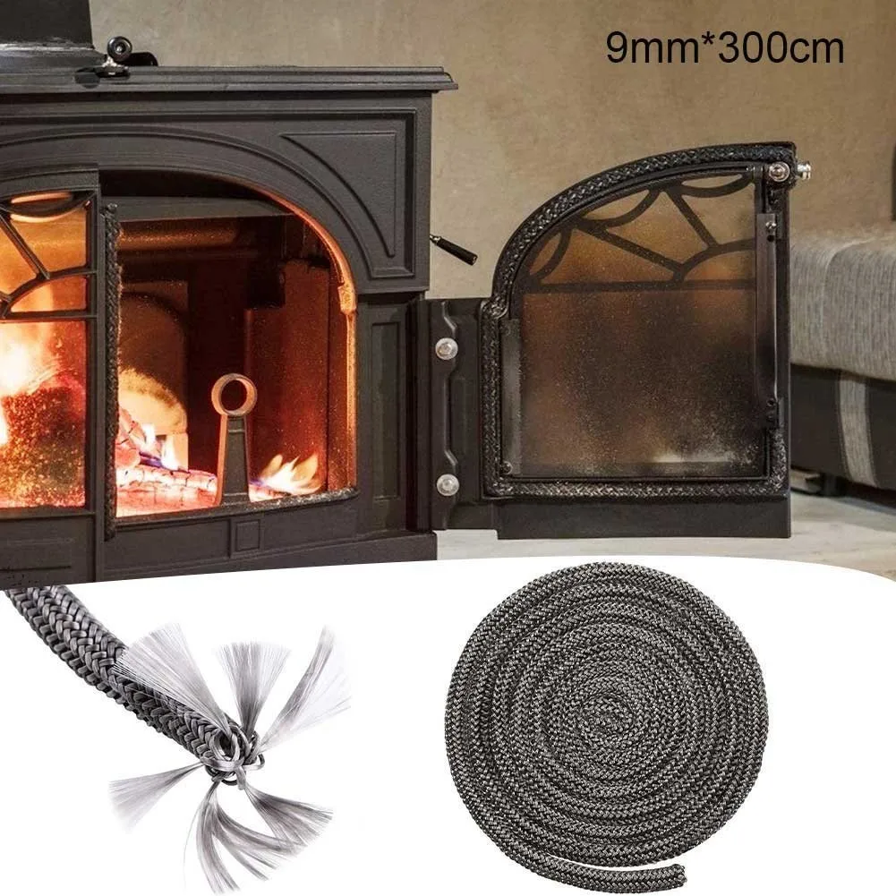 

Black Stove/Fire Rope 8mm 9mm 10mm 12mm Burner Door Seal Fiberglass High Temperature Resistance Gasket Stove Door Fireplace Cord