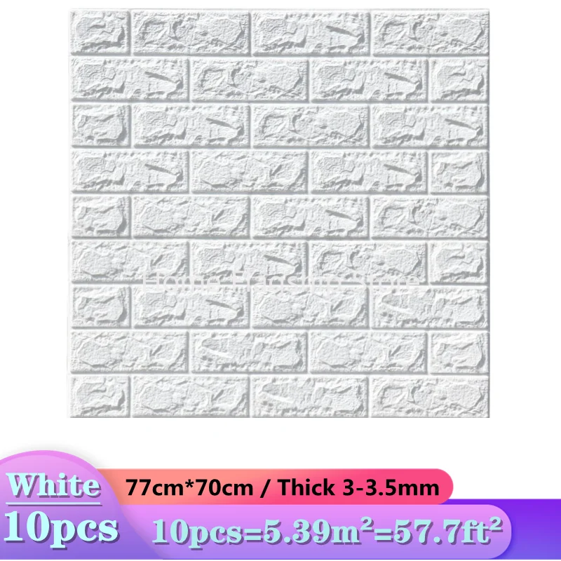 

10pcs 77*70cm 3D Faux Brick Self-adhesive Wall Stickers Bedroom Waterproof Wallpaper Living Room TV Background Wall Decoration