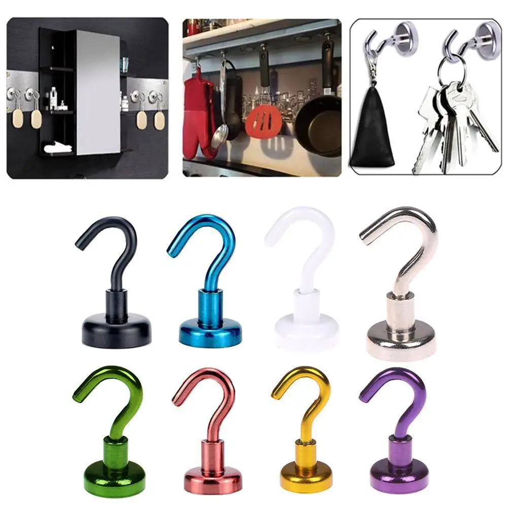 

8 Colour Magnetic Hook Strong Hook Magnet Bracket Wall Suction Hook Bracket Support Hardware Magnetic Tool Multicolor